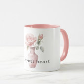 Mug Jolies fleurs de rose roses dans un vase (Devant droit)