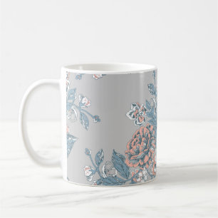 Mug Jolies fleurs. Des ornements monochromes. Pat sans