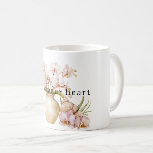 Mug Jolies fleurs d'orchidées roses (Devant droit)