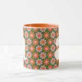 Mug Jolies fleurs rétro Monogramme vert rose personnal (Centre)