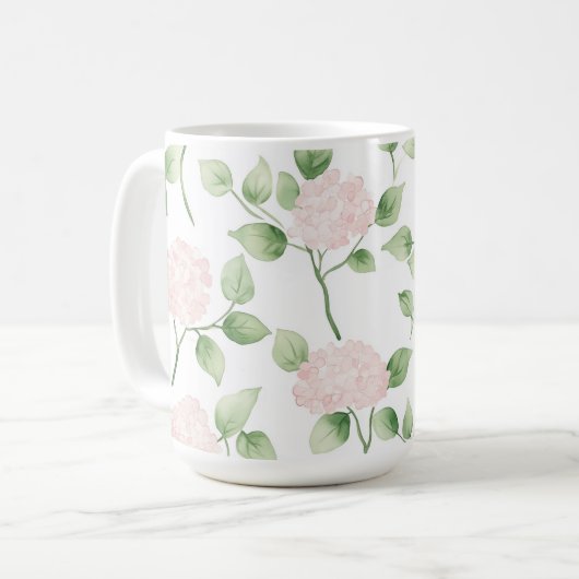 Mug Jolies Fleurs Roses Feuilles Vertes (Devant gauche)