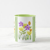 Mug Jolies fleurs sauvages à l'aquarelle avec gingham  (Centre)