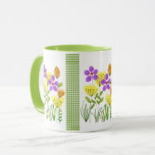 Mug Jolies fleurs sauvages à l'aquarelle avec gingham  (Devant gauche)