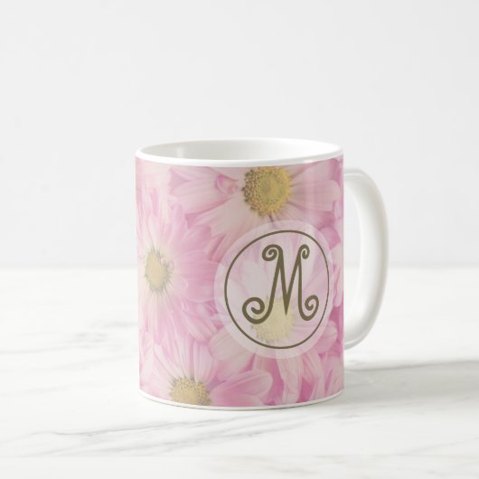 Mug Jolies marguerites rose pâle mignon initial person (Devant droit)
