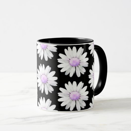 Mug Jolies pâquerettes violettes pointillées (Devant droit)