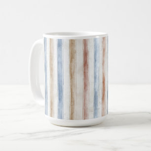 Mug Jolies Rayures Bleues Crème Beige