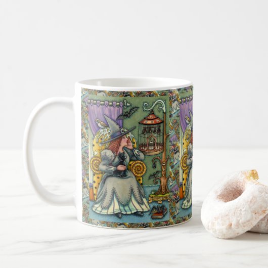 MUG JOLIMENT WITCH, CHAT & SES ANIMAUX, CAGE DE MAIN,  (Avec donut)