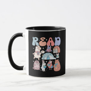 Mug Jolis Animaux Kawaii en Lecture Pastel Rétro LIS