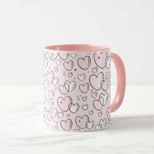 Mug Jolis cœurs bulles roses dessinés à la main pour l