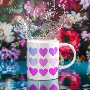 Mug Jolis coeurs roses aqua et violets pour fille