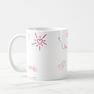 Mug Jolis cœurs roses et gribouillis d'amour en motif