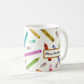 Mug Jolis crayons et crayons Nom de l'enseignant (Devant droit)