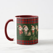 Mug Jolis Elfes Occupés Joyeux Noël Vert Plaids Rouges (Gauche)