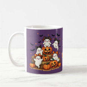 Mug Jolis fantômes d'Halloween avec des nœuds coquette