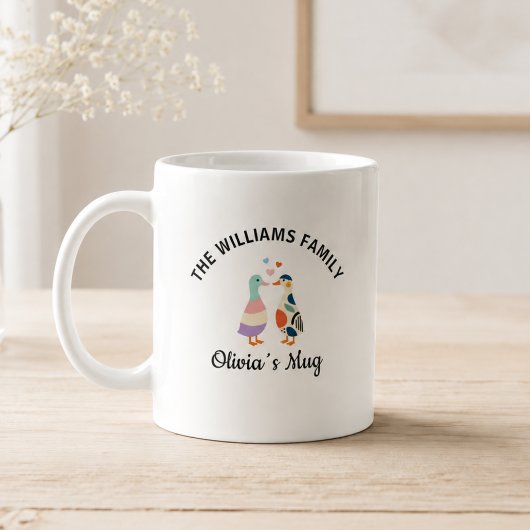 Mug Jolis oiseaux d'amour d'oie avec nom