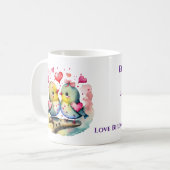 Mug Jolis oiseaux vous aimant nom personnalisé violet (Devant gauche)