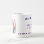 Mug Jolis oiseaux vous aimant nom personnalisé violet (Centre)