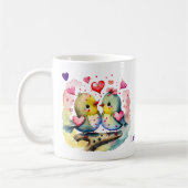 Mug Jolis oiseaux vous aimant nom personnalisé violet (Gauche)