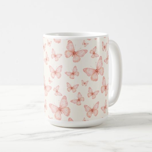 Mug Jolis papillons roses (Devant droit)