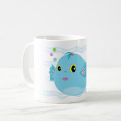 Mug Jolis poissons tropicaux bleus à nageoires roses (Devant gauche)