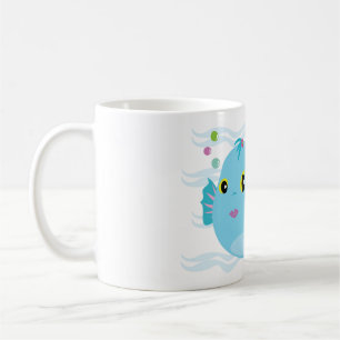 Mug Jolis poissons tropicaux bleus à nageoires roses