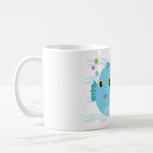 Mug Jolis poissons tropicaux bleus à nageoires roses (Gauche)