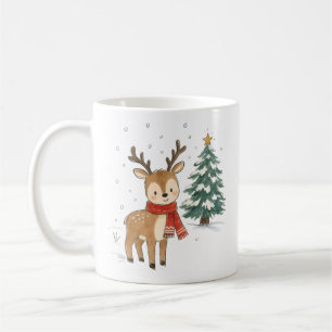 Mug Jolis rennes de Noël avec une écharpe rouge