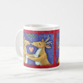 Mug Jolis rennes de Noël, baiser romantique avec du gu (Devant gauche)