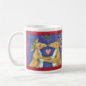 Mug Jolis rennes de Noël, baiser romantique avec du gu (Gauche)