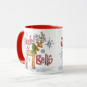 Mug Jolis rennes de Noël, flocons de neige des cloches (Devant gauche)