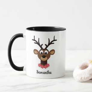 Mug Jolis rennes de Noël Personnalisés Votre Nom