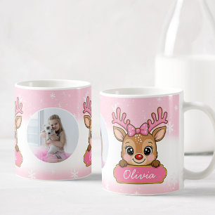 Mug Jolis rennes de Noël rose pour fille enfants