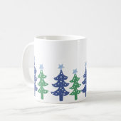 Mug Jolis sapins de Noël bleus et verts (Devant gauche)