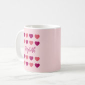 Mug Jolis Tons de Coeurs Roses Écriture Cursive Nom (Devant gauche)