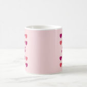 Mug Jolis Tons de Coeurs Roses Écriture Cursive Nom (Centre)