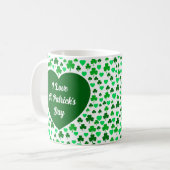 Mug Jolis trèfles et coeurs verts Saint-Patrick (Devant gauche)