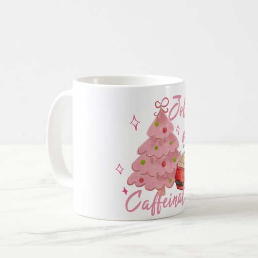 Mug Jolly and Caffeinated Christmas Tree Coffee Design (Devant gauche)