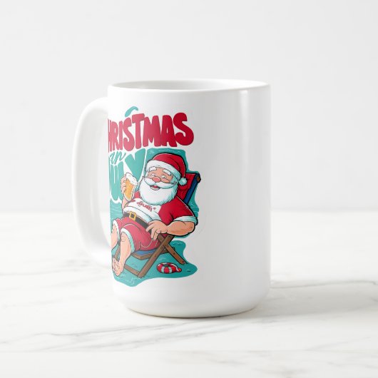 Mug Jolly Père Noël savourer une brasse glacée (Devant gauche)