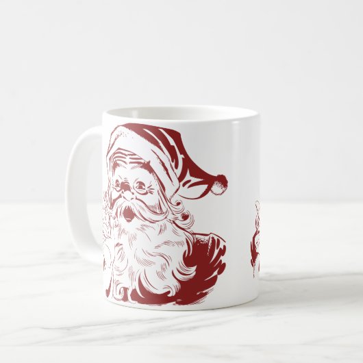 Mug Jolly Santa Claus dans Red Fun Retro Joyeux Noël (Devant gauche)
