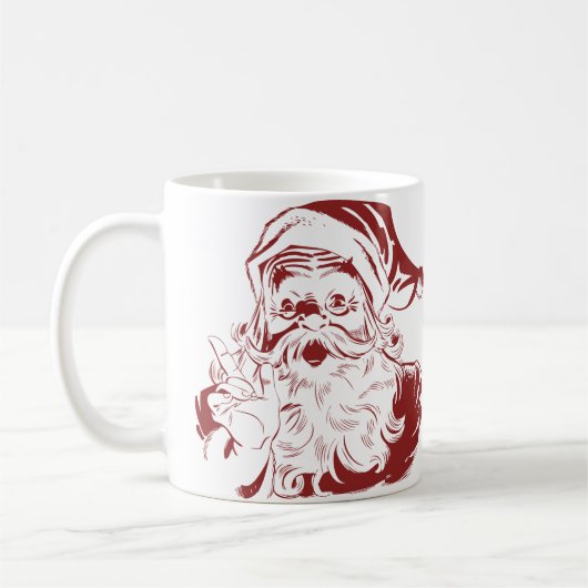 Mug Jolly Santa Claus dans Red Fun Retro Joyeux Noël (Gauche)