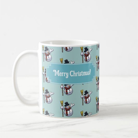 Mug Jolly Snowman Merry Christmas! Pixel Art Pattern (Gauche)