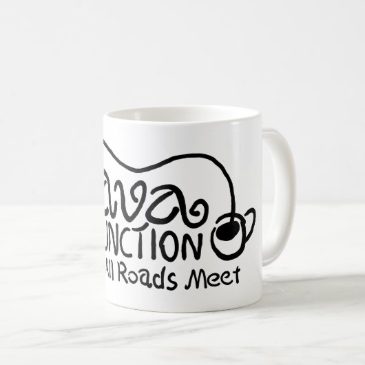 Mug Jonction Java avec du café Texte noir (Devant droit)