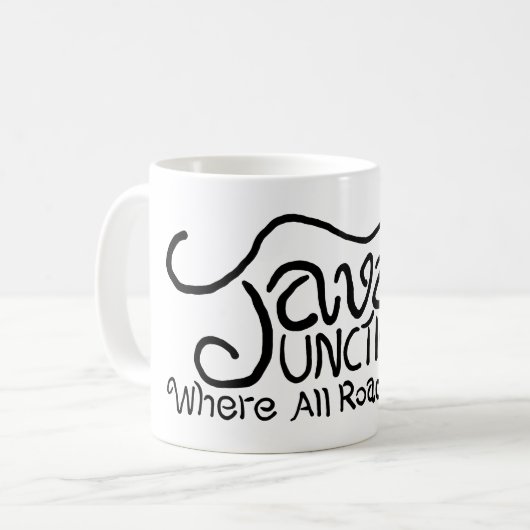 Mug Jonction Java avec du café Texte noir (Devant gauche)