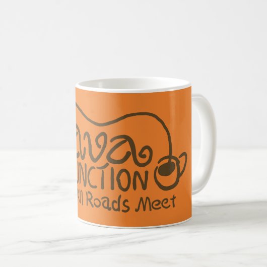 Mug Jonction Java avec texte Brown de café (Devant droit)