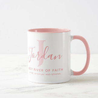 Mug Jordan name meaning and monogram soft pink text
