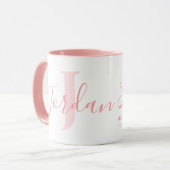 Mug Jordan name meaning and monogram soft pink text (Devant gauche)