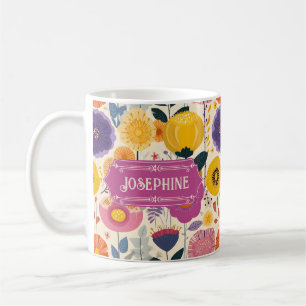 Mug Joséphine coloré violet et jaune Floral moderne