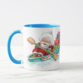 Mug Jote Cartoon Jolly Santa Claus dans un bateau de r (Gauche)