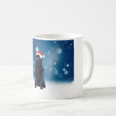 Mug Jote Chien Carlin noir Noël Santa Hat Étoiles de n (Devant droit)