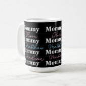 Mug Jote maman rose Bleu Enfants Noms Typographie (Devant gauche)